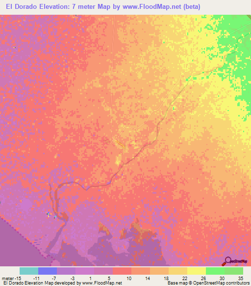 El Dorado,Mexico Elevation Map