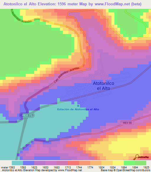 Atotonilco el Alto,Mexico Elevation Map