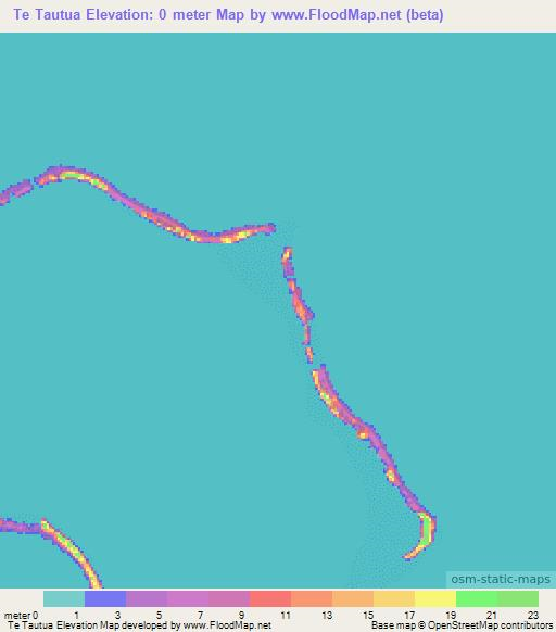 Te Tautua,Cook Islands Elevation Map