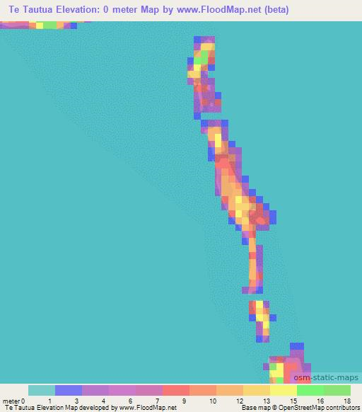 Te Tautua,Cook Islands Elevation Map