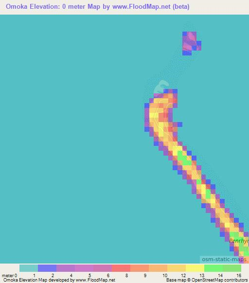 Omoka,Cook Islands Elevation Map