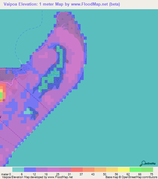 Vaipoa,Tonga Elevation Map