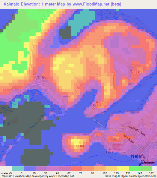 Vaimalo,Tonga Elevation Map