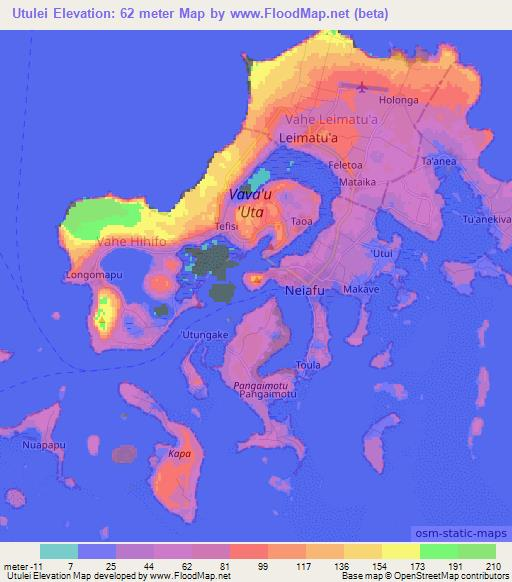 Utulei,Tonga Elevation Map