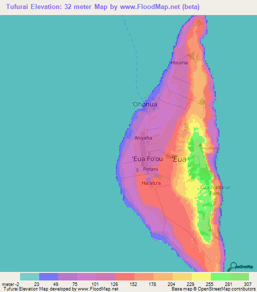 Tufurai,Tonga Elevation Map