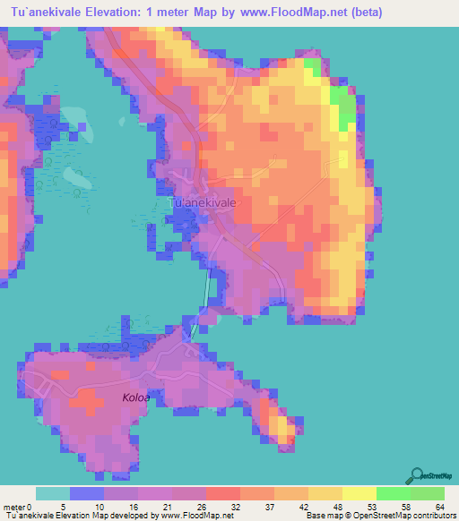 Tu`anekivale,Tonga Elevation Map