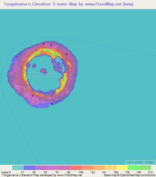 Tongamama`o,Tonga Elevation Map