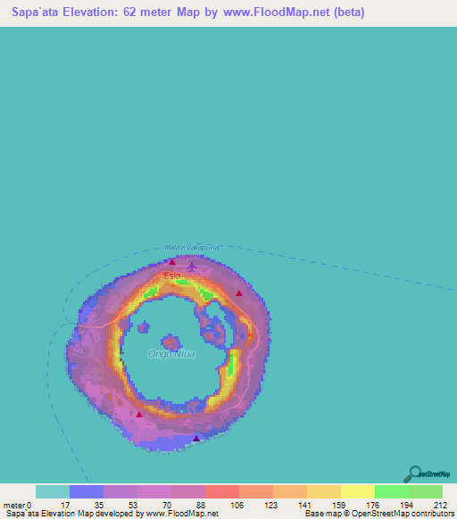 Sapa`ata,Tonga Elevation Map