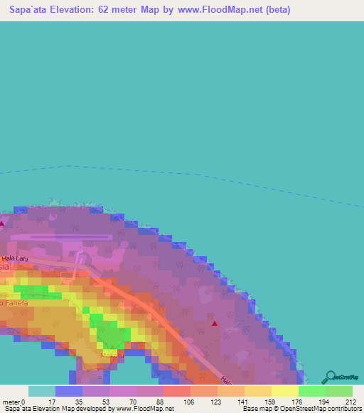 Sapa`ata,Tonga Elevation Map