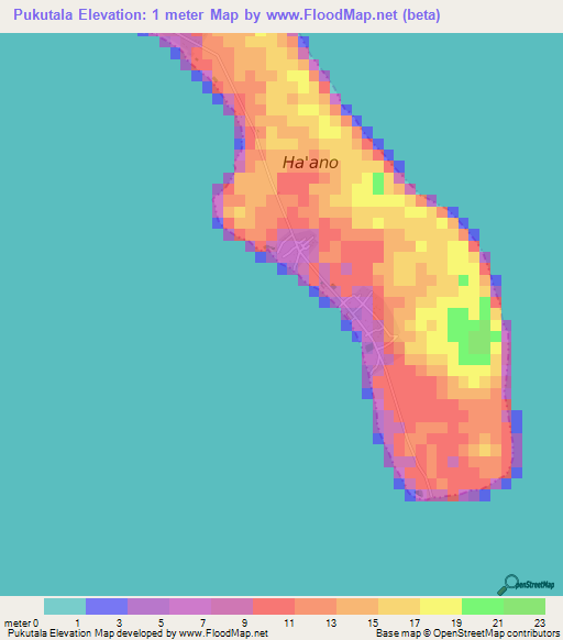 Pukutala,Tonga Elevation Map