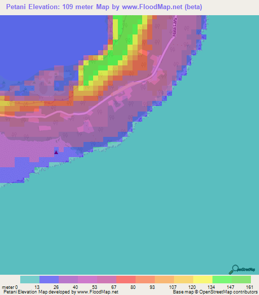 Petani,Tonga Elevation Map