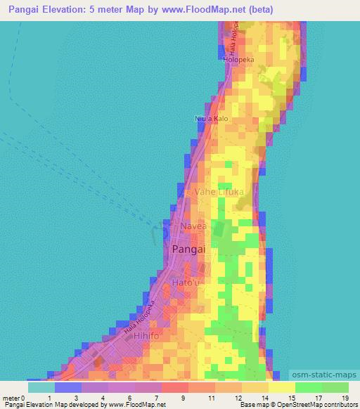 Pangai,Tonga Elevation Map