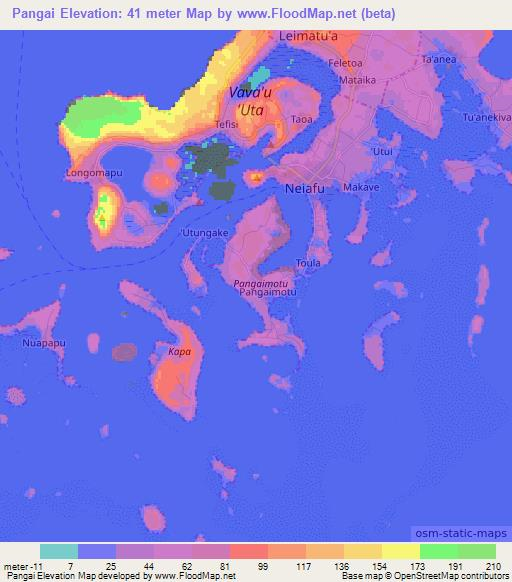 Pangai,Tonga Elevation Map