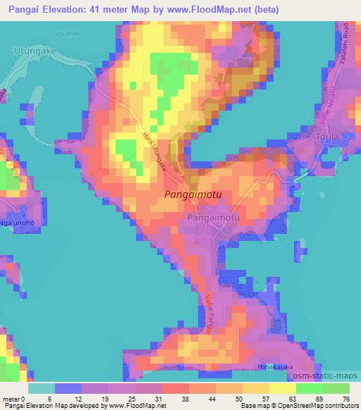 Pangai,Tonga Elevation Map