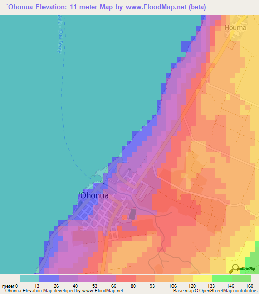 `Ohonua,Tonga Elevation Map