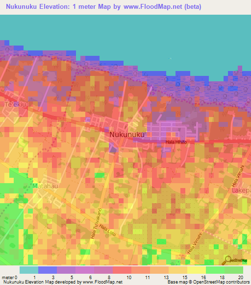 Nukunuku,Tonga Elevation Map