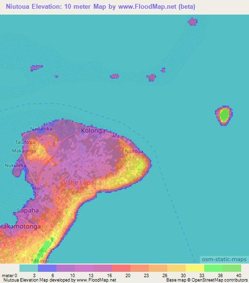 Niutoua,Tonga Elevation Map