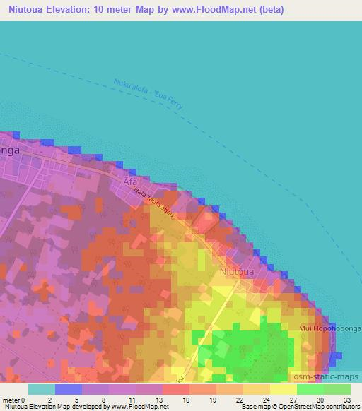 Niutoua,Tonga Elevation Map