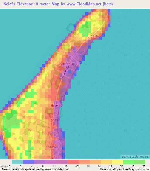 Neiafu,Tonga Elevation Map