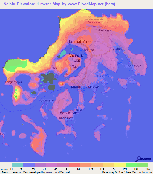 Neiafu,Tonga Elevation Map