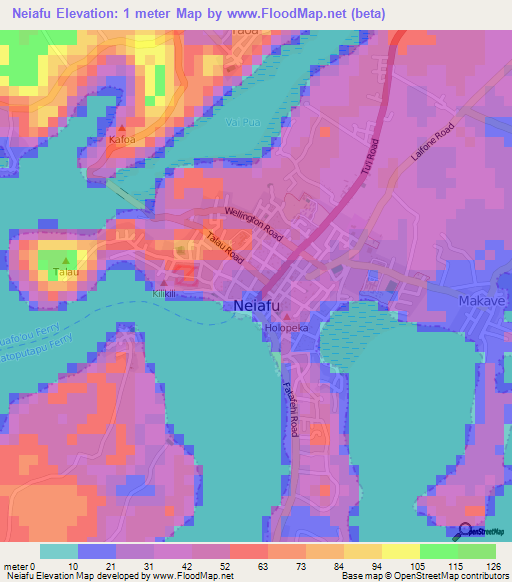 Neiafu,Tonga Elevation Map