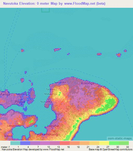 Navutoka,Tonga Elevation Map