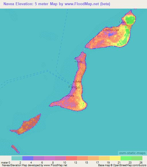 Navea,Tonga Elevation Map