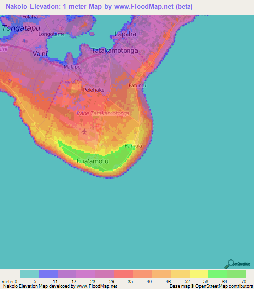 Nakolo,Tonga Elevation Map