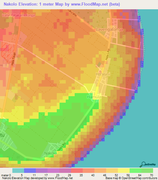 Nakolo,Tonga Elevation Map