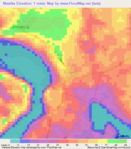 Mataika,Tonga Elevation Map