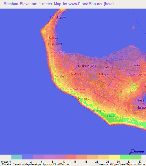 Matahau,Tonga Elevation Map