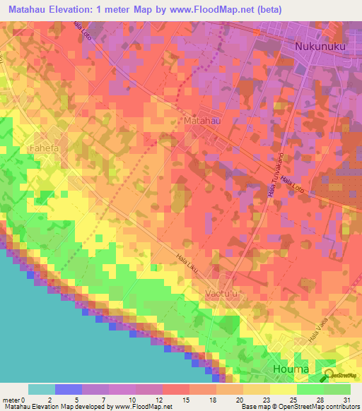 Matahau,Tonga Elevation Map