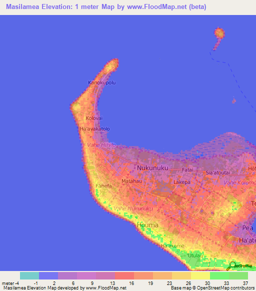 Masilamea,Tonga Elevation Map