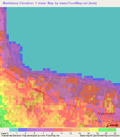 Masilamea,Tonga Elevation Map