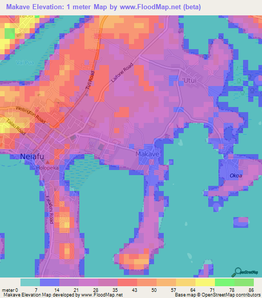 Elevation of Makave,Tonga Elevation Map, Topography, Contour