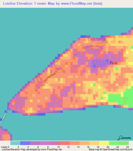 Lotofoa,Tonga Elevation Map