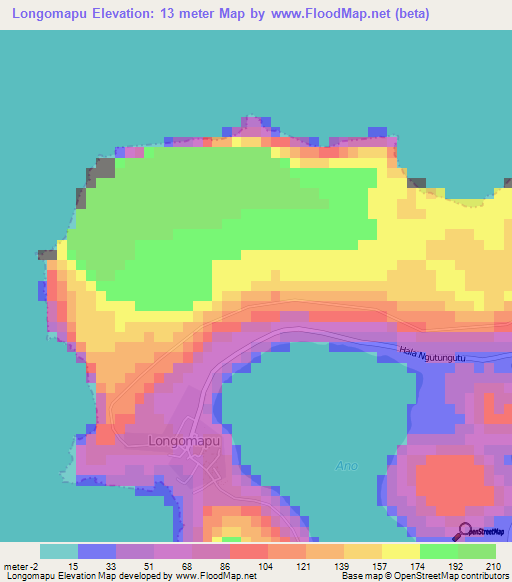 Longomapu,Tonga Elevation Map