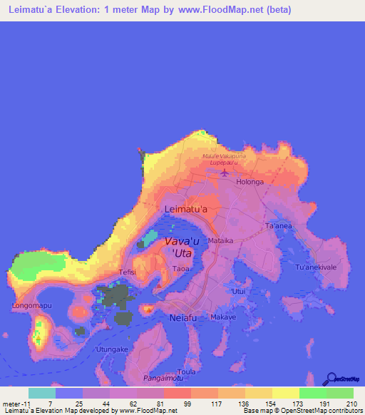 Leimatu`a,Tonga Elevation Map