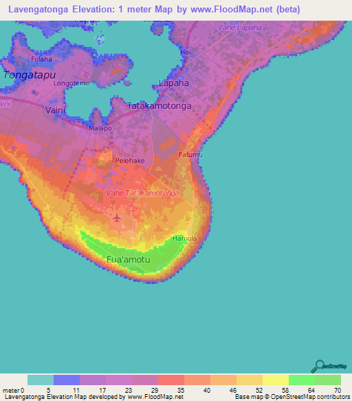 Lavengatonga,Tonga Elevation Map