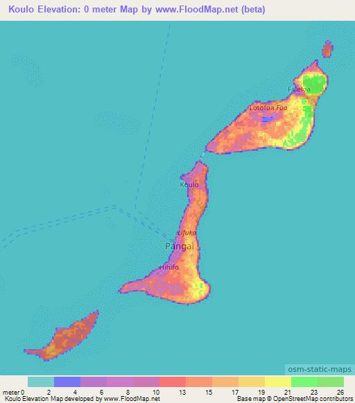 Koulo,Tonga Elevation Map