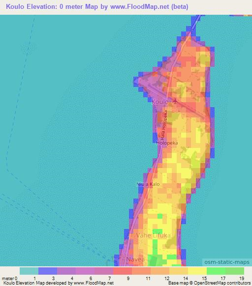 Koulo,Tonga Elevation Map