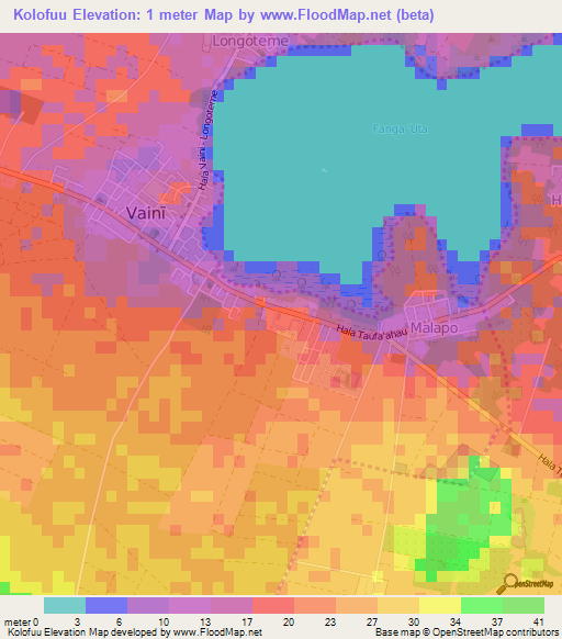 Kolofuu,Tonga Elevation Map