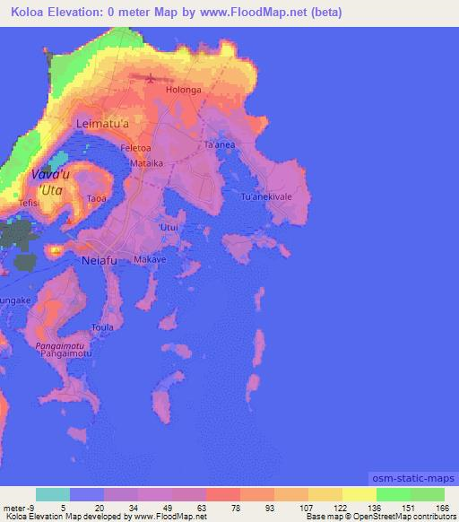 Koloa,Tonga Elevation Map