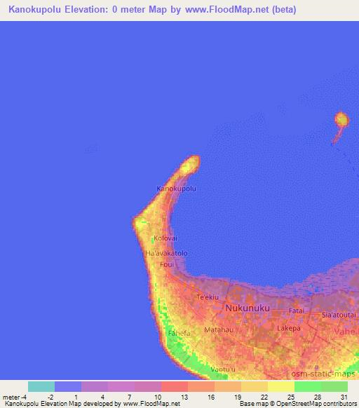 Kanokupolu,Tonga Elevation Map