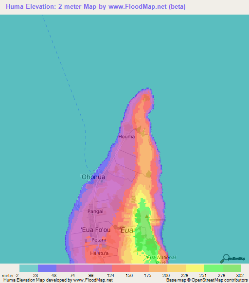 Huma,Tonga Elevation Map