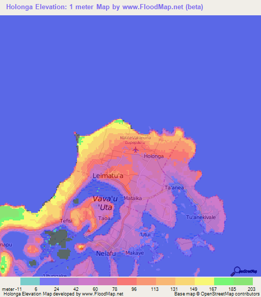 Holonga,Tonga Elevation Map