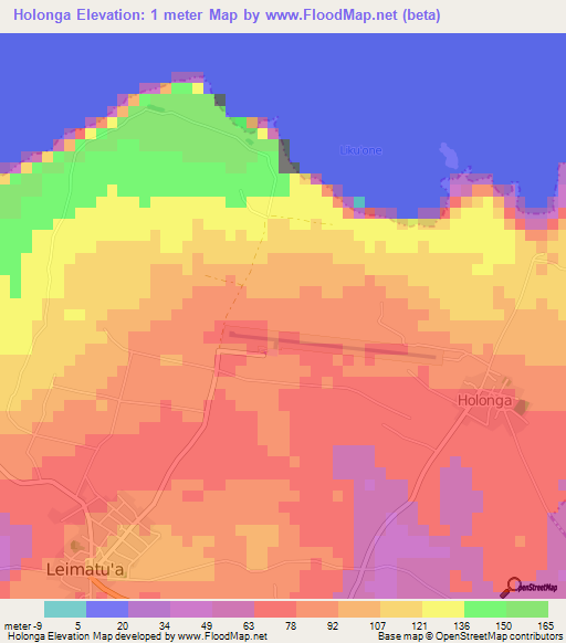 Holonga,Tonga Elevation Map