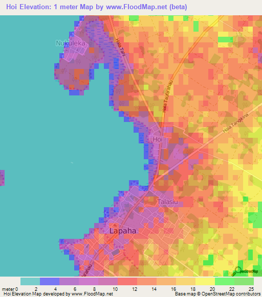 Hoi,Tonga Elevation Map