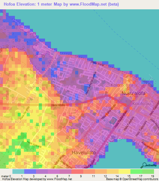 Elevation of Hofoa,Tonga Elevation Map, Topography, Contour