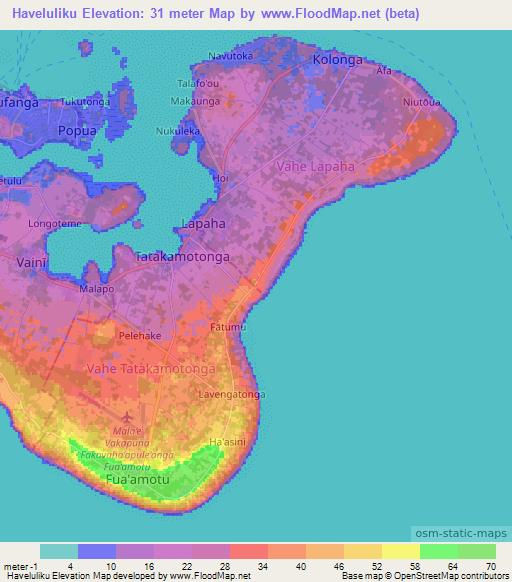 Haveluliku,Tonga Elevation Map